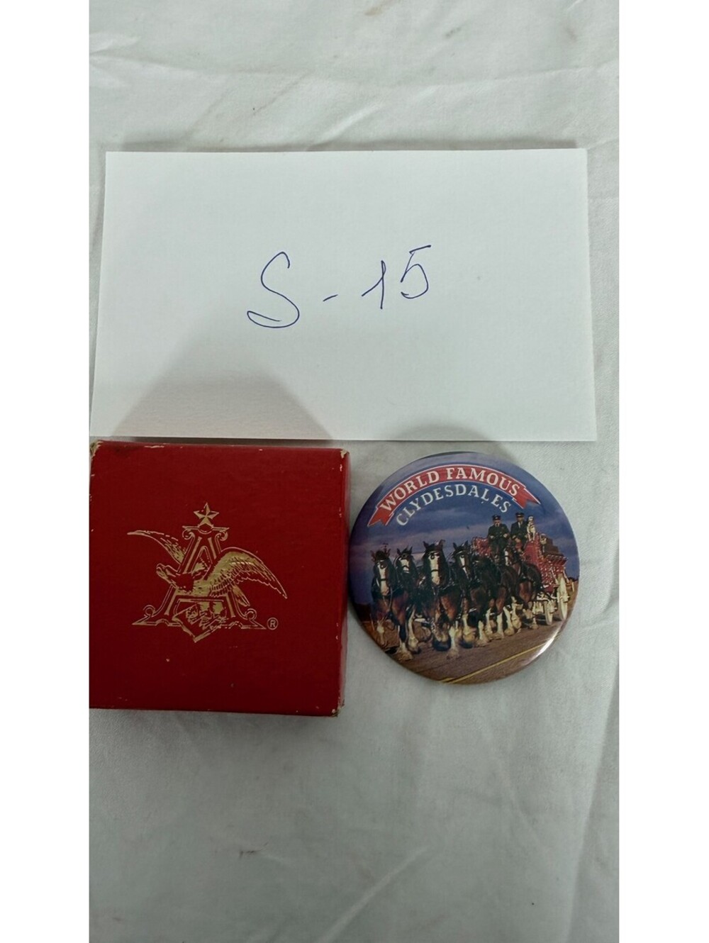 Vintage Budweiser Clydesdales Pinback Button in Box S-15